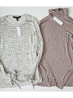 White House Black Market NWT XS S Turtleneck Pointelle Sweater Top Lot